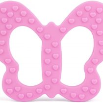PREMYO Teething Toy for Baby Teether Silicone - Soothes Sore Gum Pain - Easy to Grab BPA Free Butterfly Purple