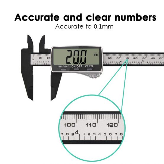 Vodlbov Digital Vernier Caliper 0-150mm / 0-6’’ Electronic Digital Caliper with Extra-Large LCD Screen,Plastic Carbon Fiber Digital Gauge,Depth Measuring Tools, Millimeter/Inch Conversion - Image 3