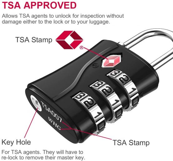 ZHEGE TSA Approved Luggage Padlocks, 3 Digit Small Combination Travel Locks for Suitcase, Backpack, Laptop Bag and Handbag, Locker Padlocks for Gym, Drawer (Black, 2 Pack) - Image 2