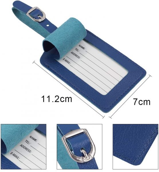 Luggage Tags, Microfiber Leather Personalized Suitcase Tag Set Luggage id Tags Labels Travel Accessories-Set of 4(Black) - Image 3