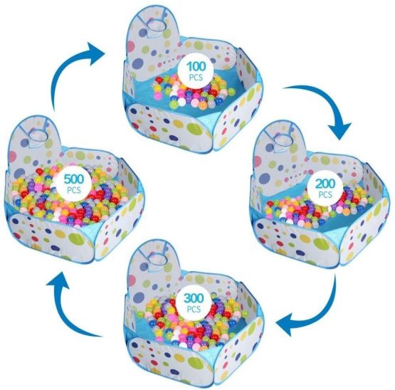 Kids Ball Pit, Indoor & Outdoor Play Tent Playpen Ball Pit Pool with Basketball Hoop Zippered Storage Bag (Balls not Included)-Blue Colour - Image 4