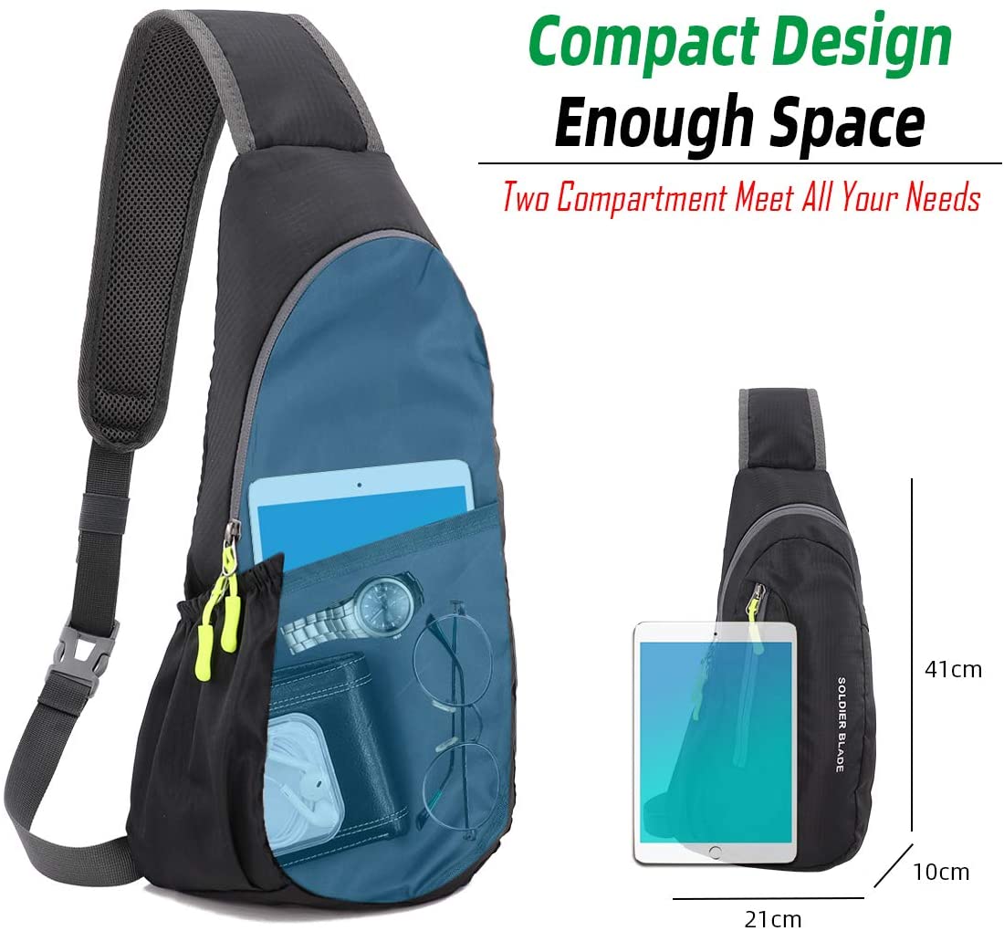 Gisdanchz Waterproof Nylon Backpack Bag Chest Crossbody Men Women for Sport, Sb - Black, 41*21*10cm - Image 3