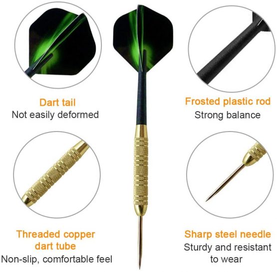 Gaoni 12 PCS 19 Grams Professional Steel Tip Darts Set with Flights, PC Shaft, Copper Plated Dart Tube, Steel Tip - Image 3