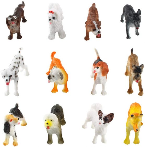 Larcele 12 Kinds Simulated Mini Plastic Animal Model Dog Toy Figures For Kids FZG-01 (Dog)