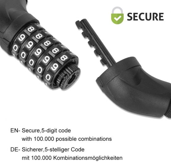 SPGOOD Bike Locks Heavy Duty/Bicycle Chain/Cycling Lock (14 Colors) 5-Digits Codes Resettable 100,000 Codes for Bike Cycle, Moto, Door, Gate Fence 830mm Length - Image 2