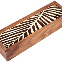 4 Types Wooden Pencil Case Box Desktop Stationery Storage Organizer Student School Office Use(Leaf Type)