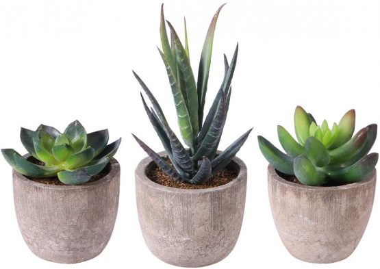 BESTOMZ 3pcs Decorative Faux Succulent Artificial Succulent Fake Simulation Plants with Pots