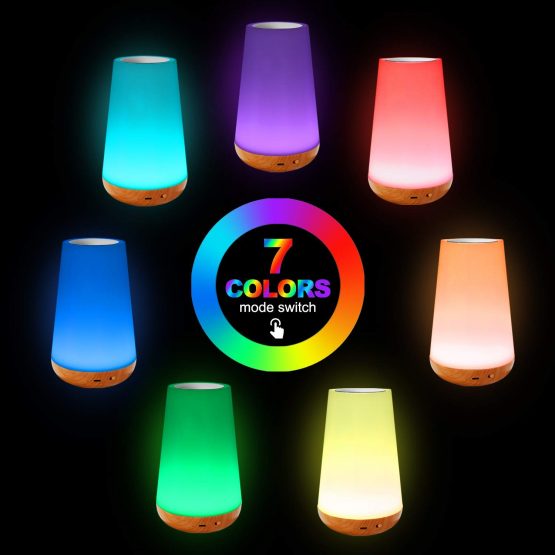 Caxmtu LED Night Light Touch Lamp Bedside Table Lamp for Kids Bedroom Rechargeable Dimmable with Remote Control and Timing Function Warm White Light + RGB Color Changing - Image 3
