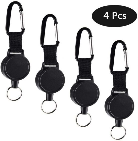 Extendable Key Chain Lanyard Keychain-(4 Pack, Black – Retractable ...