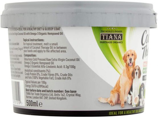 TIANA® Fair Trade Organics Coconut Oil Omega 3 Supplement For Dogs 500ml (Pack of 1) - Image 4