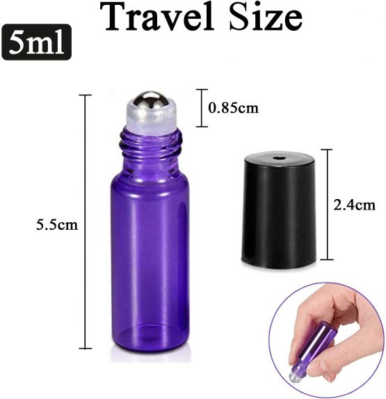 15Pcs, 5ml Essential Oil Roller Bottles - Yalbdopo Mini Refillable Glass Roll on Bottles with Stainless Steel Roller Balls & Black Lids, Perfect for Aromatherapy, Essential Oils, Fragrance (3 Colors) - Image 3
