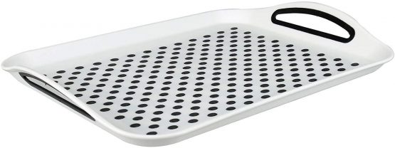 Invero® Set of 2X Anti-Slip Top and Bottom Plastic Serving Tray with High Grip Rubber Surface, Non-Slip Padded Base and Easy Grip Handles Ideal for All Homes - Image 2