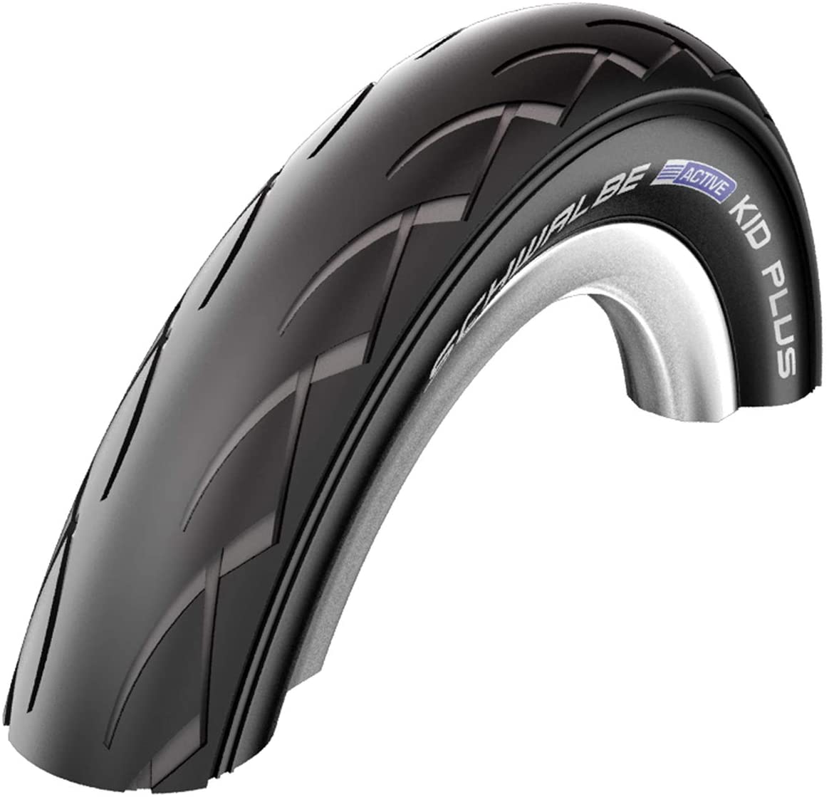 Schwalbe Kid Plus Active Puncture Guard Black N Roll Wired Tyre with 350 g (47-203) - 12 x 1.75 Inches, Black