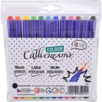 Manuscript Callicreative Broad Pens with 2mm Felt Tips, Twelve Variety of Shades – Ideal for Everyday Drawing and Colouring, Card, Assorted, 150mm X 170mm X 15mm