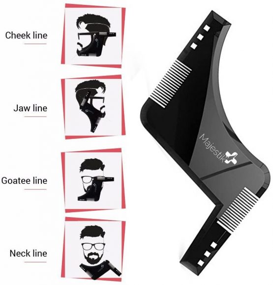 The Beard Styling Template- Stencil for Men - Lightweight and Flexible - One Size Fits All - Curve Cut, Step Cut, Neckline & Goatee Beard Shaping Tool in Black - Image 2