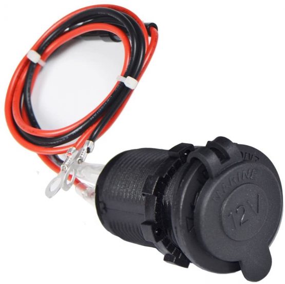 Cigarette Lighter Socket, Enisina Waterproof Marine Grade 12V/24V DC lighter socket plug Outlet for Boat Motorbike Car,With 0.6m Connection Cable