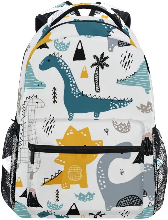 Girls Dinosaur Backpacks for School Cute Dino Animal White Bookbags for Kids Boy Teen Toddler Fashion Daypack Rucksack Travel Laptop Bag