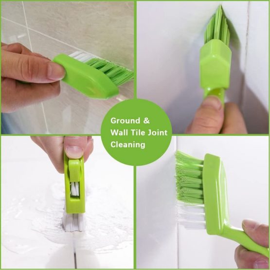Enyoir Tile Joint Brush 4 in 1 Joint Scrubber Multifunction Kitchen Bathroom Cleaning Brush Grout Mould Cleaner Brush Green - Image 4