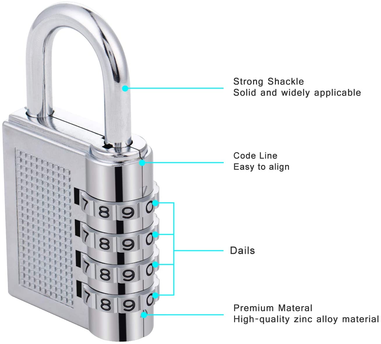 ZHEGE Combination Padlock for Locker 4 Digit Combination Lock for Gym School, Employee Lockers - Image 3