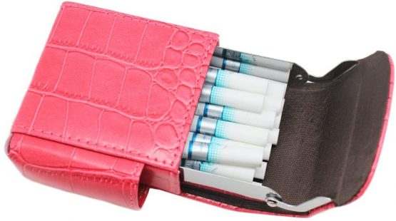 Cigarette Case, Boshiho PU Leather Cigarette Box with Lighter Holder Pouch Flip Top Tobacco Holder Metal Regular 20 Cigarettes Case Mothers Day Gift (Red) - Image 3