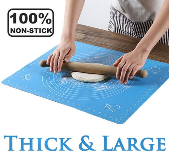 Non-Stick Silicone Baking Pastry Mat - 19.7''x15.8'' - Non-Slip Silicone Fondant Mat - Dough Rolling Mat with Measurement BPA Free (Large)