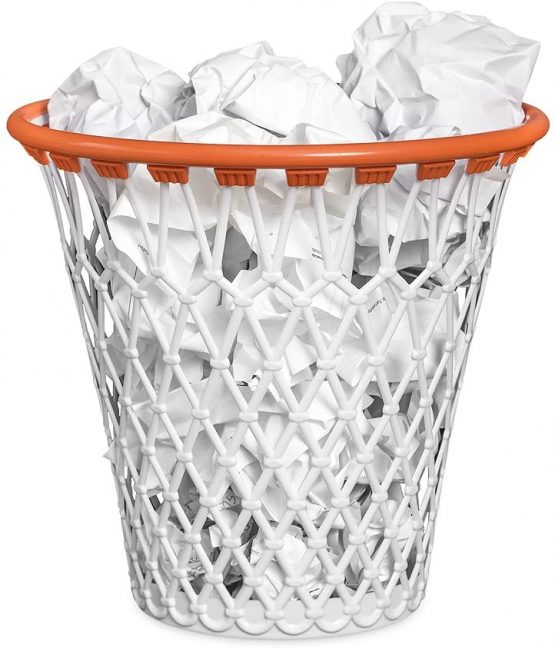 Balvi - Basket wastebasket . Quirky design for basketball fans. Made in very strong plastic. White colour.