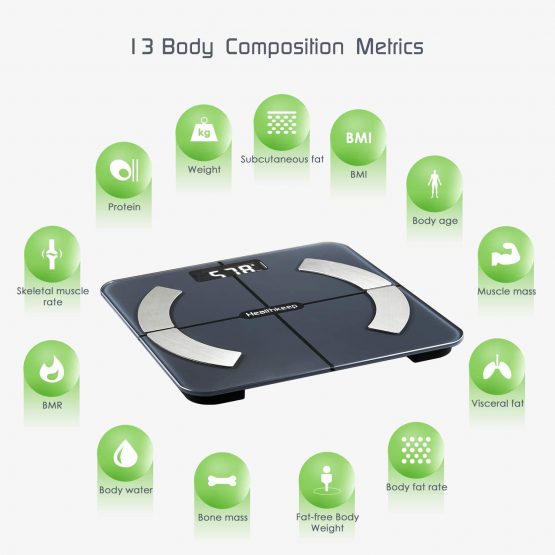 HEALTHKEEP Scales for Body Weight, Bathroom Weighing Scale for Body Weight Stones and Pounds, with BMI Scales Muscle Weighing Composition Analyzer Bluetooth High Precision Senor (396 lbs / 28 St) - Image 2