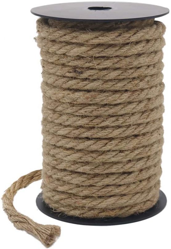 Tenn Well 10mm Jute Rope, 50 Feet Thick and Strong Natural Jute Twine for Gardening, Bundling, Camping, Decorating (Brown)