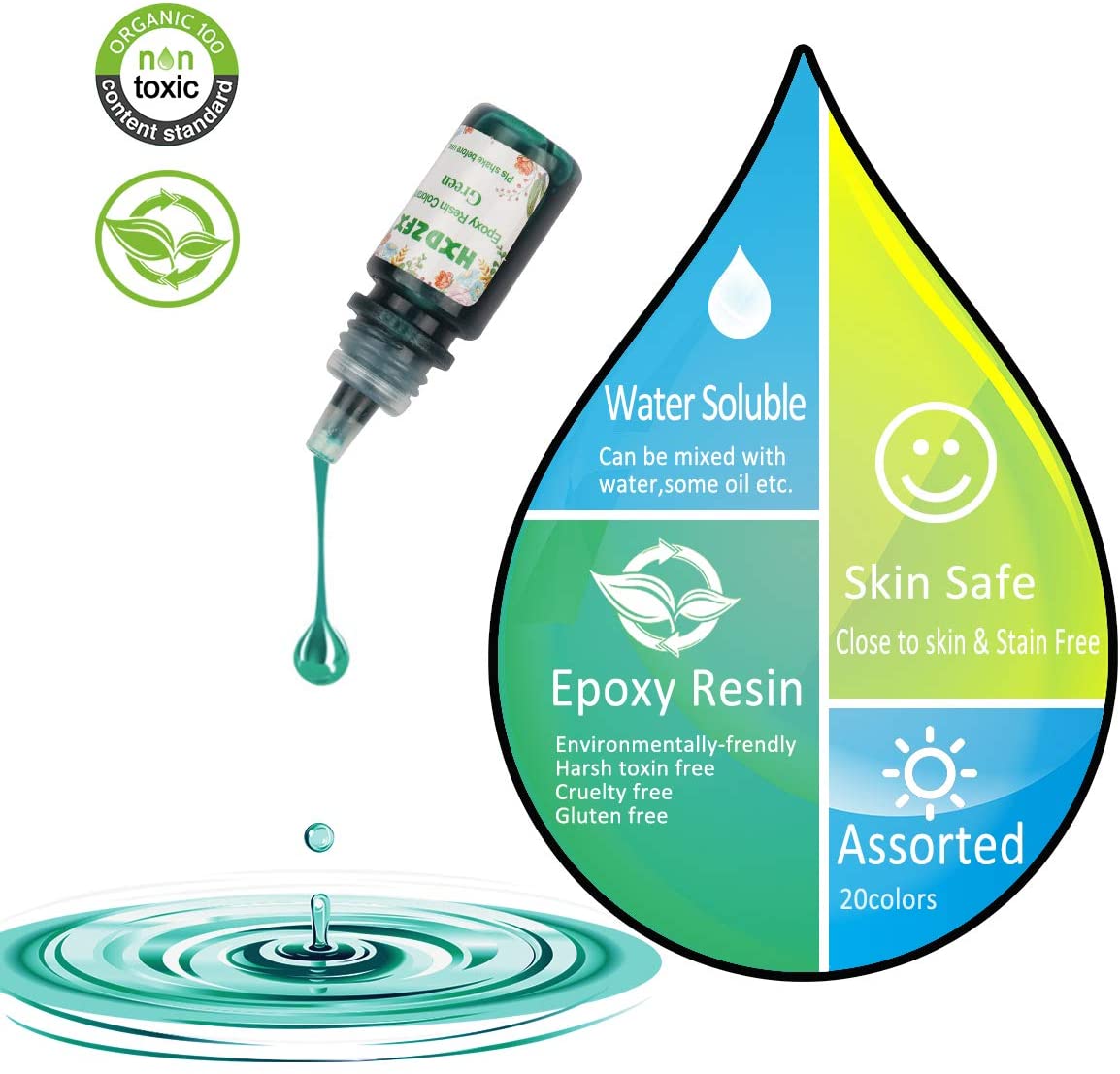 HXDZFX Epoxy Resin Colorant 20 Colors Epoxy Resin Transparent Pigment