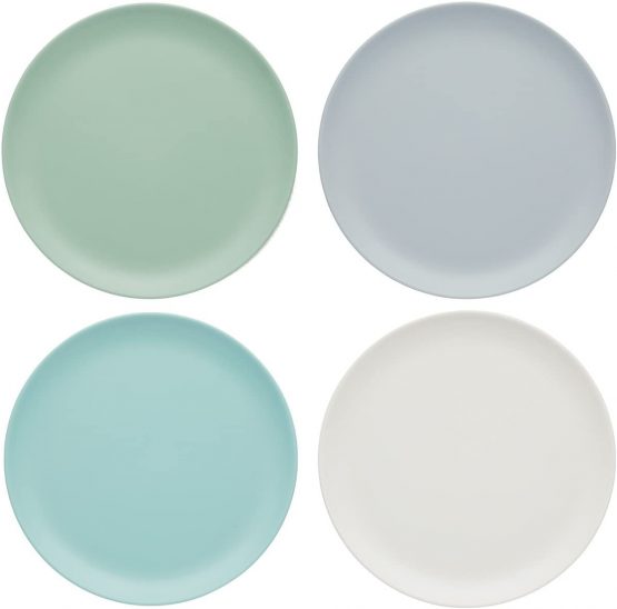KitchenCraft Colourworks Melamine Plastic Side Plates, Classics Colours, Set of 4