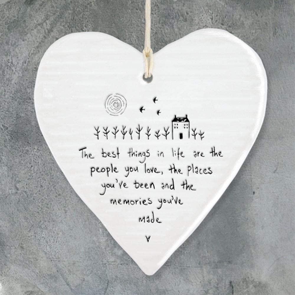 East of India Hanging Heart Gift The Best Things In Life, White, 10cm x 10cm - Image 4