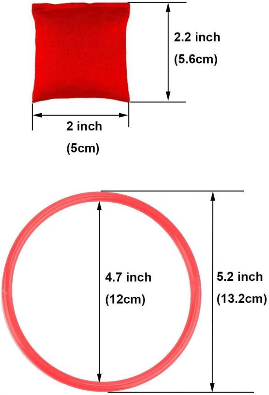 LATERN 16Pcs Nylon Bean Bags and Plastic Rings, Multicolor Toss Game Sets for Kids Bean Bag Toss Game Garden Backyard Outdoor Games Speed and Agility Training Games - Image 3