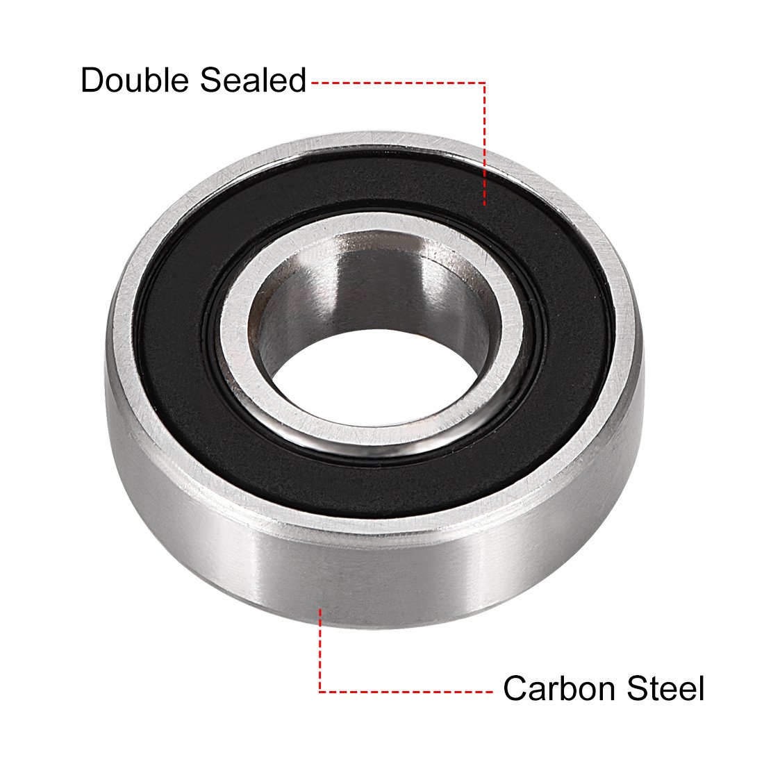 sourcing map 6001-2RS Ball Bearing 12mm x 28mm x 8mm Double Sealed 180101 Deep Groove Bearings High Carbon Steel Z1 (Pack of 10) - Image 2