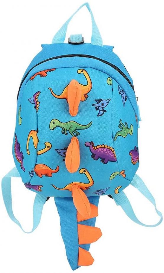 Dinosaur Backpack Kids Children Toddler Bag Cartoon Backpack Snack Lunch Bag Travel Rucksack with Safety Harness Leash for Preschool Boys Girls(Blue)