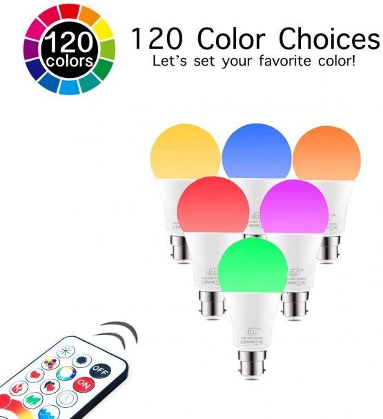 iLC B22 LED Colour Changing Light Bulb with Remote Control RGBW Bayonet - 120 Different Color Choices – RGB Daylight and White Dimmable Coloured – Timing Function - Image 3