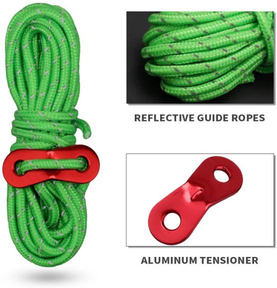 MAGARROW Guy Line Reflective Tent Rope Camping Cord 4mm with Guy Ropes Tensioners for Camping Hiking - Image 2