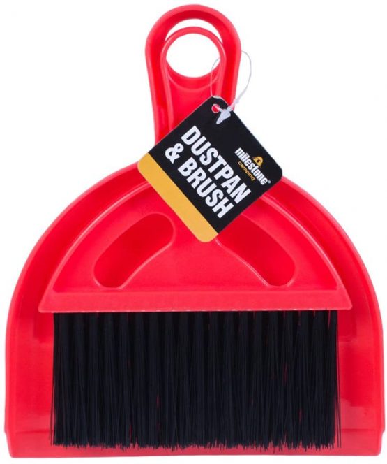 Milestone Camping 20940 Mini Dustpan and Brush Set Ideal for Camping Tents Caravans, 20cm x 17cm x 15cm, Red