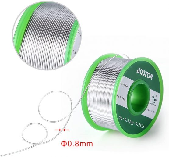 Austor 0.8mm Lead Free Solder Wire with Rosin Core, Sn 99% Ag 0.3% Cu 0.7%, 100g - Image 3