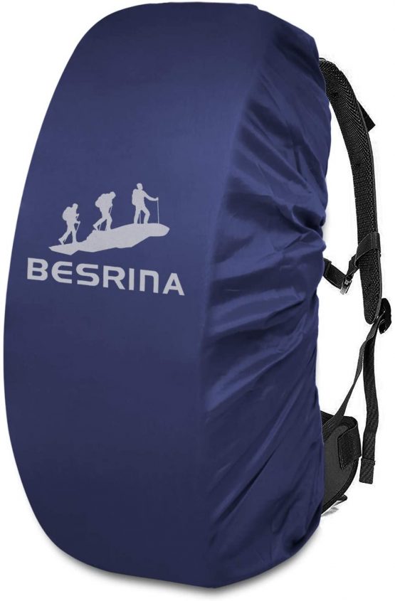 Besrina Backpack Rain Cover (15-90L),Upgraded Non-Slip Cross Buckle Strap & Reflective Waterproof Rucksack Cover for Hiking Camping Traveling Cycling