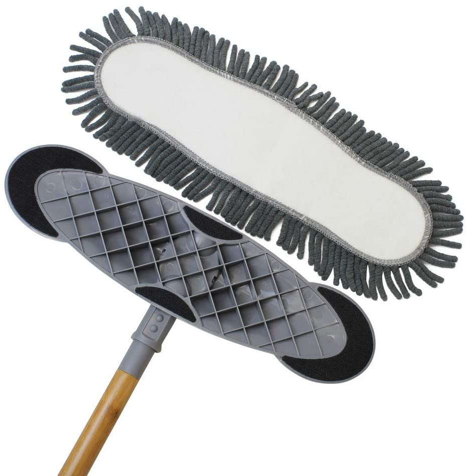 JVL Natural Bamboo and Chenille Flat Floor Mop - Image 3