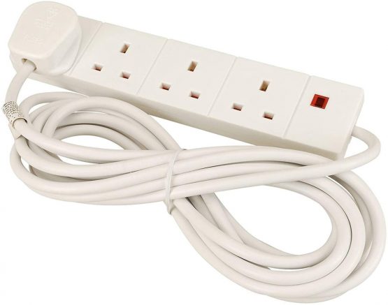 Pro elec 4 gang 8m extension lead with surge protection - White
