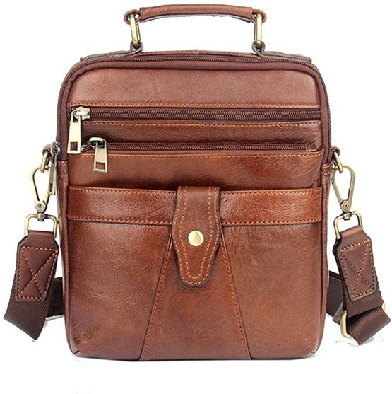 Xieben Vintage Leather Shoulder Messenger Bag for Men Travel Business Crossbody Pack Wallet Satchel Sling Chest Bags
