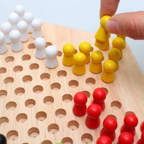 Alomejor Children's Checkers Early Education Intellectual Toys Jumping Chess Board Wooden Quality Chinese Checkers Table Games Teaching Aids - Image 4