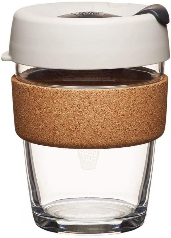 KeepCup Brew, Reusable, Tempered Glass Cup with Cork Band, Grey, 12oz