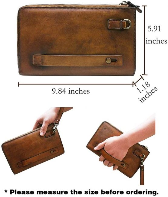 LETEULO Wallets for Women Zipper Around Clutch Wristlet with Transparent Touch Screen for Phone Brown - Image 2