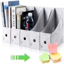 HINATAA File Magazine Holder,5 PCS Kraft Paper Magazine Rack Files Folder,Storage Organiser Sorter Storage Shelf Excellent for School Dormitory,Office,Home Files Storage (Marble)
