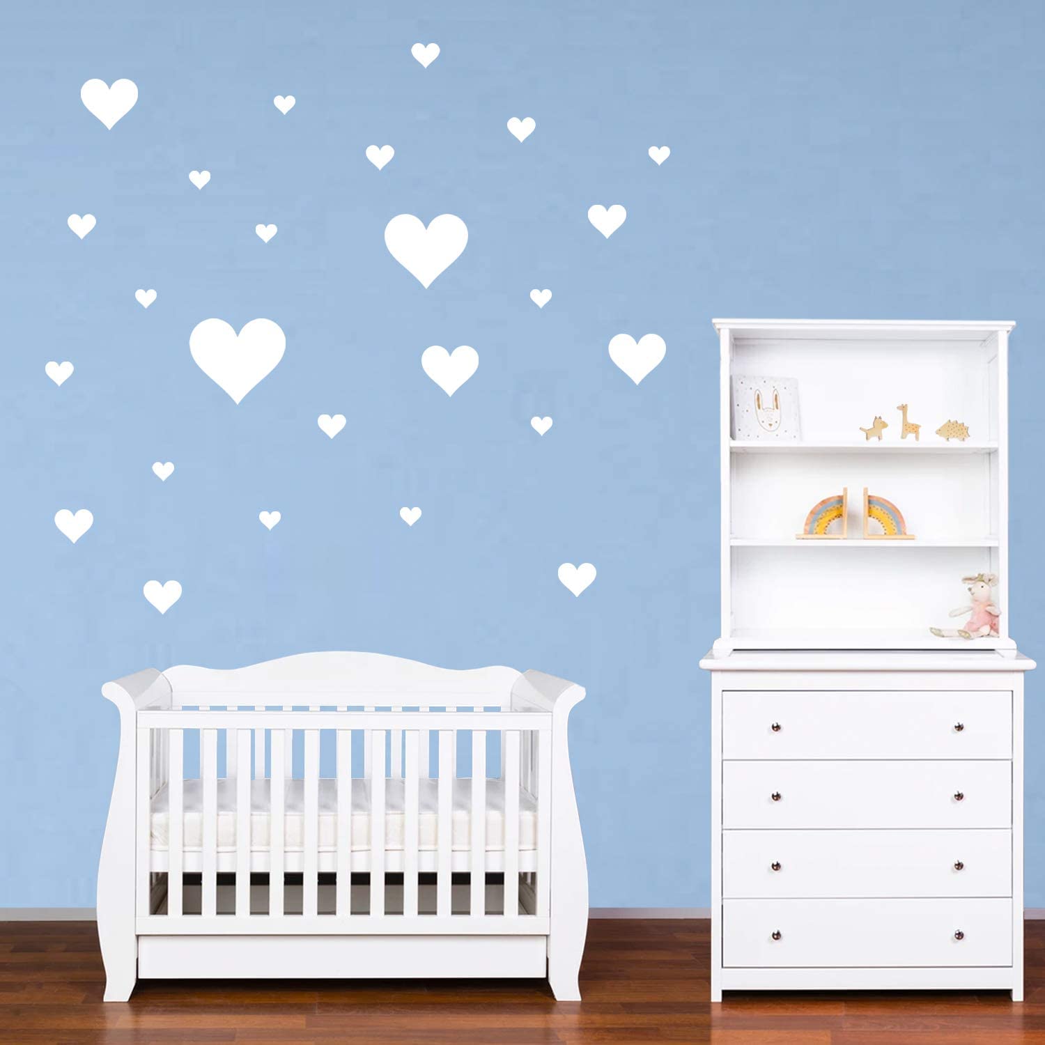 PREMYO Set of 32 Heart Wall Stickers Kids - Nursery Decor Easy to Apply - Decals for Bedrooms for Girls Boys White - Image 4