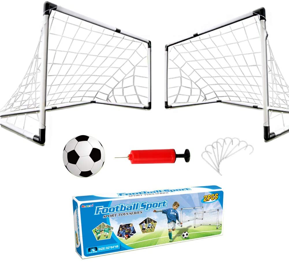 Dreamon Set of 2 Kids Football Goal Post Net with Ball Pump Indoor Outdoor Soccer Sport Games Children Training Practice Toy Set