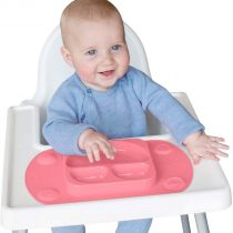 EasyMat Mini Portable Silicone Baby Suction Plate by EasyTots | Lid and Carry Case Included | Travel Friendly | Perfect Placemat for High Chair Feeding & Baby Led Weaning (Dino)