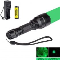 Green Torch, Tactical Hunting Flashlight Torches with Green Light Rechargeable & One Mode for Hunting Night Vision Hiking Camping